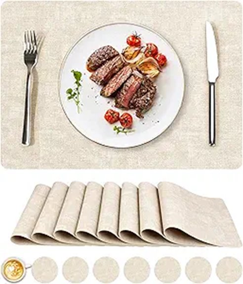 Stylish Placemat Set (Wipeable) That Keeps Dining Spaces Fresh 14 waterproof 8 piece faux placemats