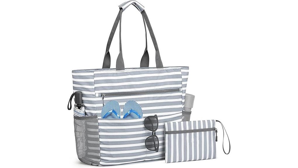 Tote Bags with Separate Wet Pocket (Swimwear Ready) for Dryness 12 waterproof foldable travel tote