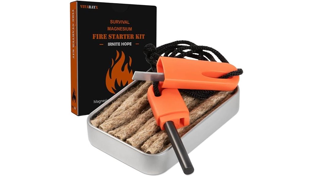 Weatherproof Pocket Fire Starters for Travelers & Campers 14 waterproof magnesium rod kit