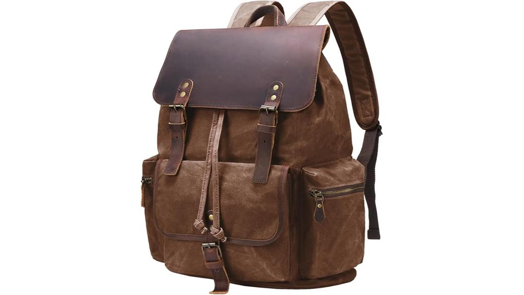 waxed canvas leather backpack