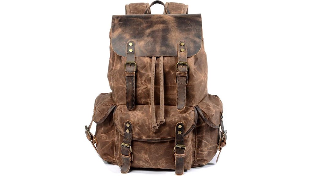 waxed leather canvas backpack