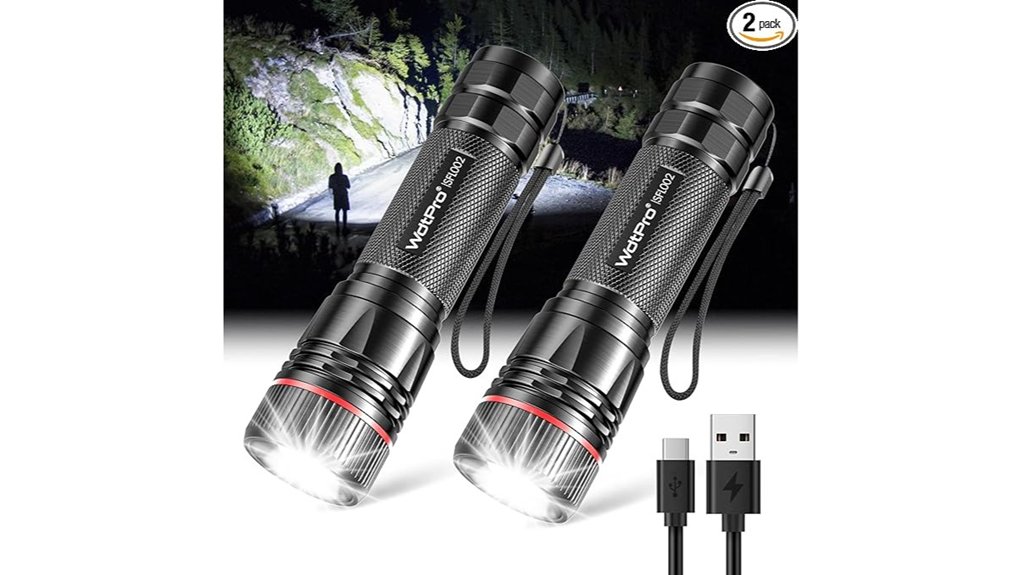 Mini Flashlights Travel Emergencies: Rechargeable vs Battery 3 wdtpro 2 pack led flashlights