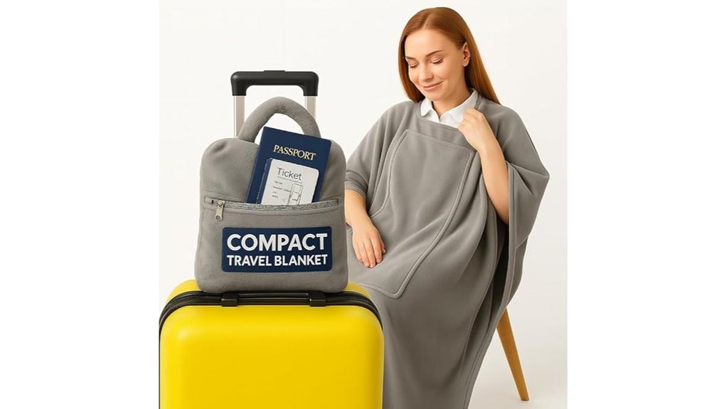 Packable Travel Blanket With Sleeves (Wearable) For Flights 13 wearable compact flannel blanket