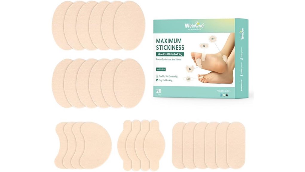 Moleskin Alternatives for Travel Hot Spots (Stay-Put Patches) 9 welnove 26 pack blister pads