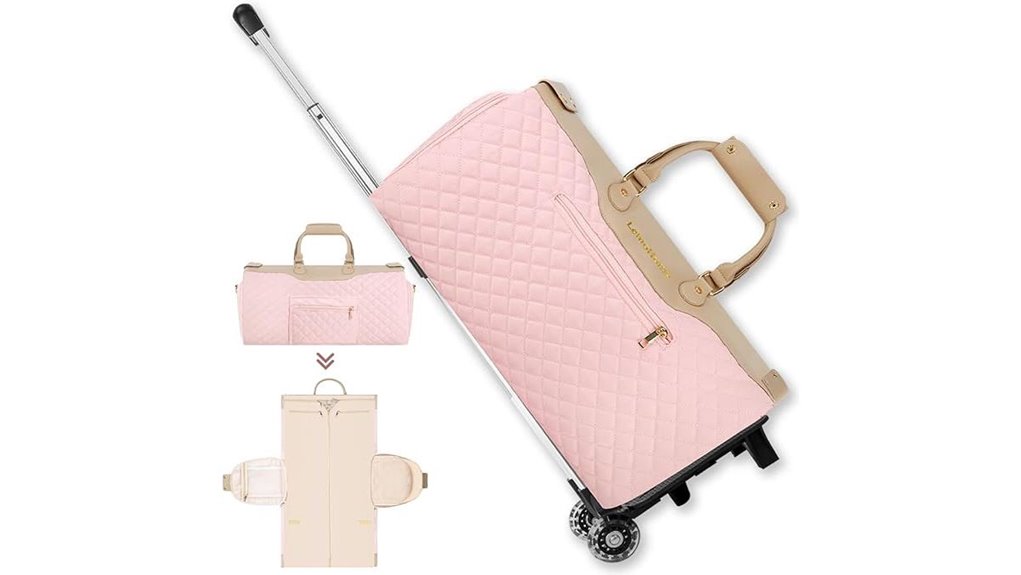 Carry‑On Suitcases with Removable Garment Sleeves for Jetsetters 5 wheeled garment shoe bag