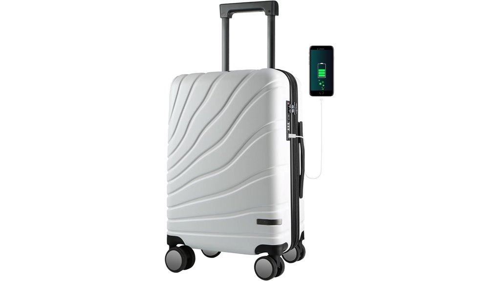 white 20 inch tsa spinner