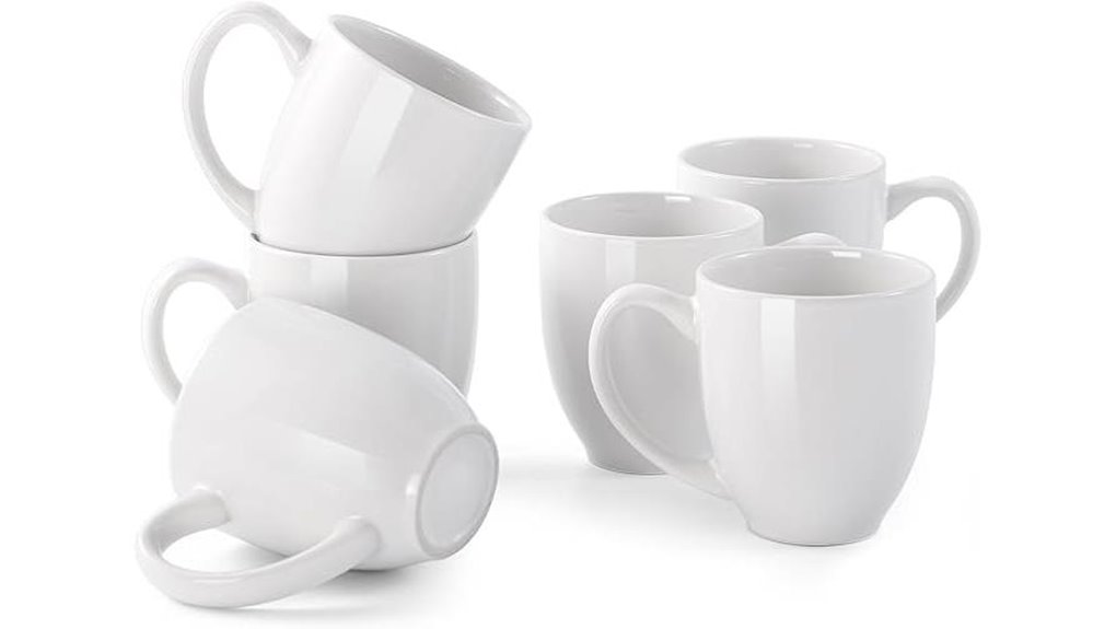 white 6 pack ceramic mugs