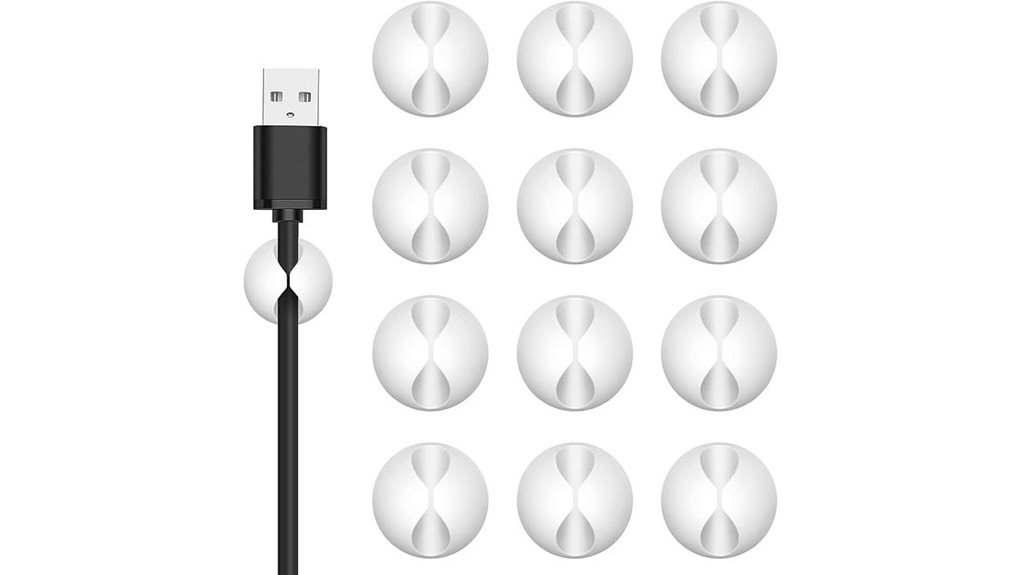 white adhesive cord clips