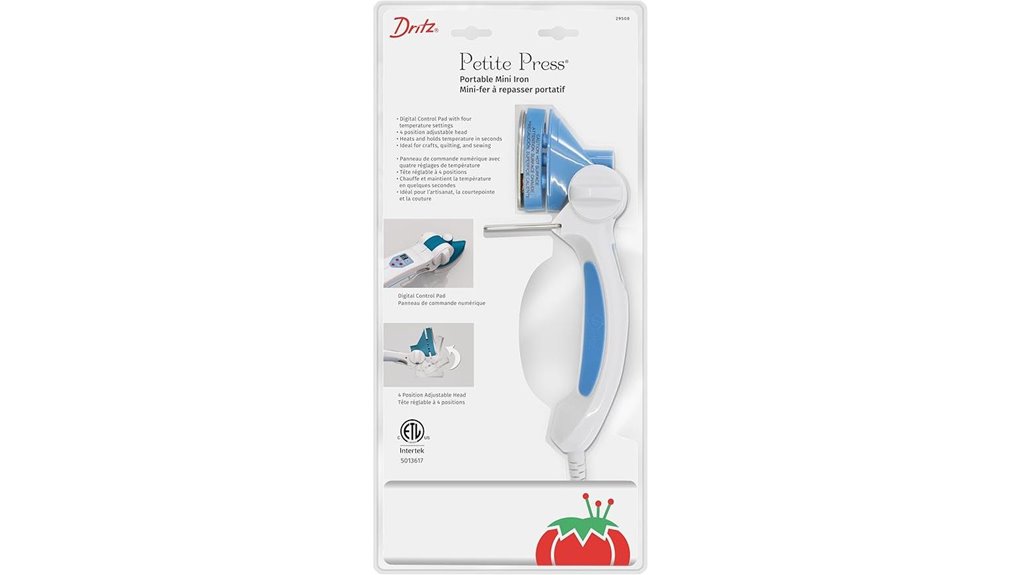 white portable dritz iron