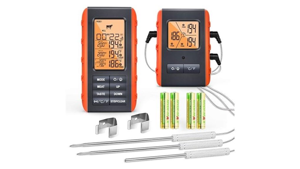 wireless 3 probe meat thermometer