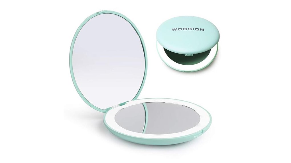 Compact Mirror with LED Ring (Pocket) for On-the-Go Glow 5 wobsion led 1x 10x mirror