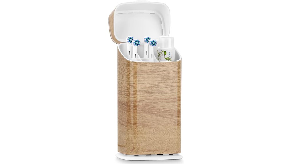 Mildew‑Proof Vented Toothbrush Covers Your Daily Routine Needs 6 wooden 5 slot brushholder covered