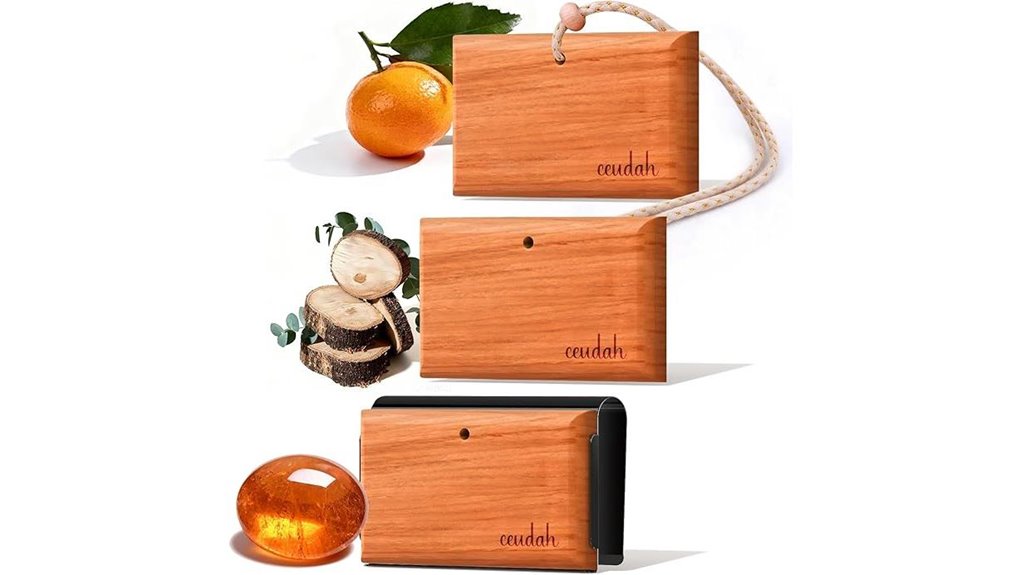 wooden car freshener trio