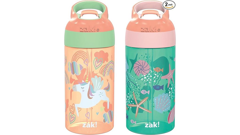 Spillproof Kids Water Bottles That Keep Travel Snacks Out 12 zak 16oz kids pair
