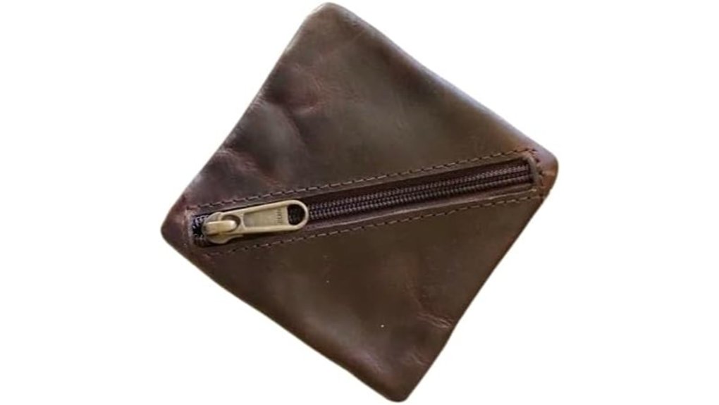 zippered leather coin pouch
