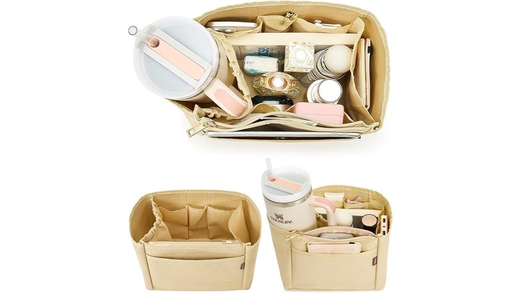 Packable Tote Inserts That Give Big Bags Instant Structure 5 zippered tote cup organizer