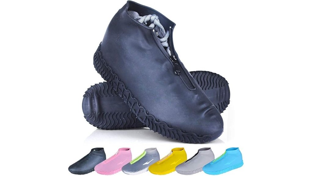 Travel shoe covers for slush that stay compact, grippy & dry 2 zippered waterproof foldable covers