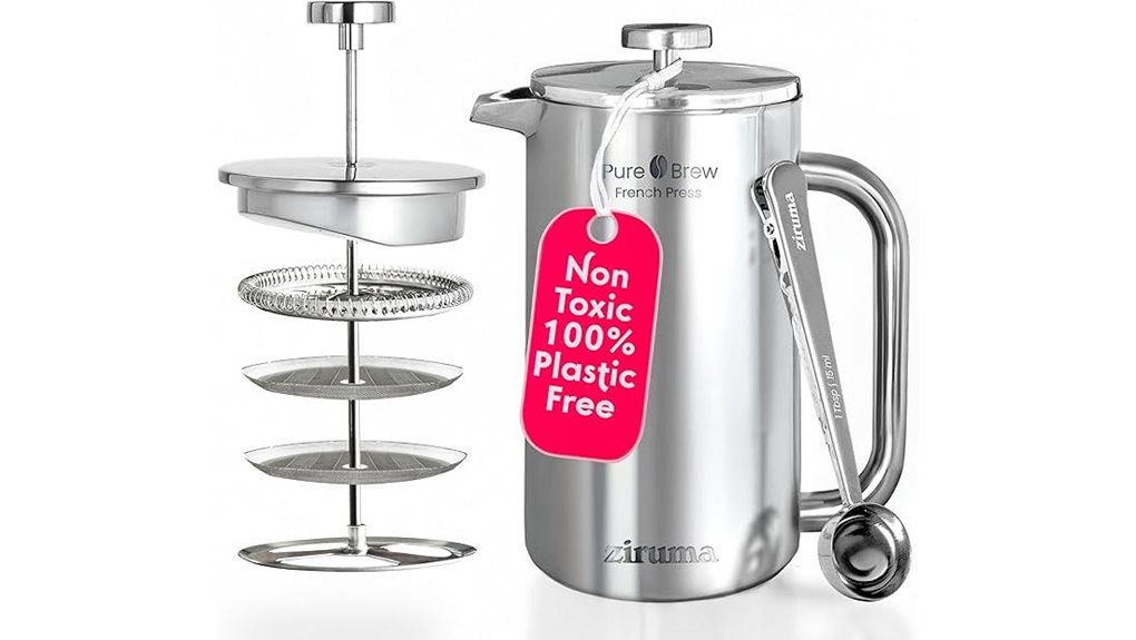 French press (shatterproof) That Lasts a Lifetime 8 ziruma 34oz french press