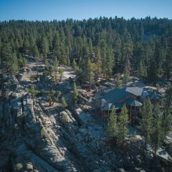 cabins overlooking mountain scenery